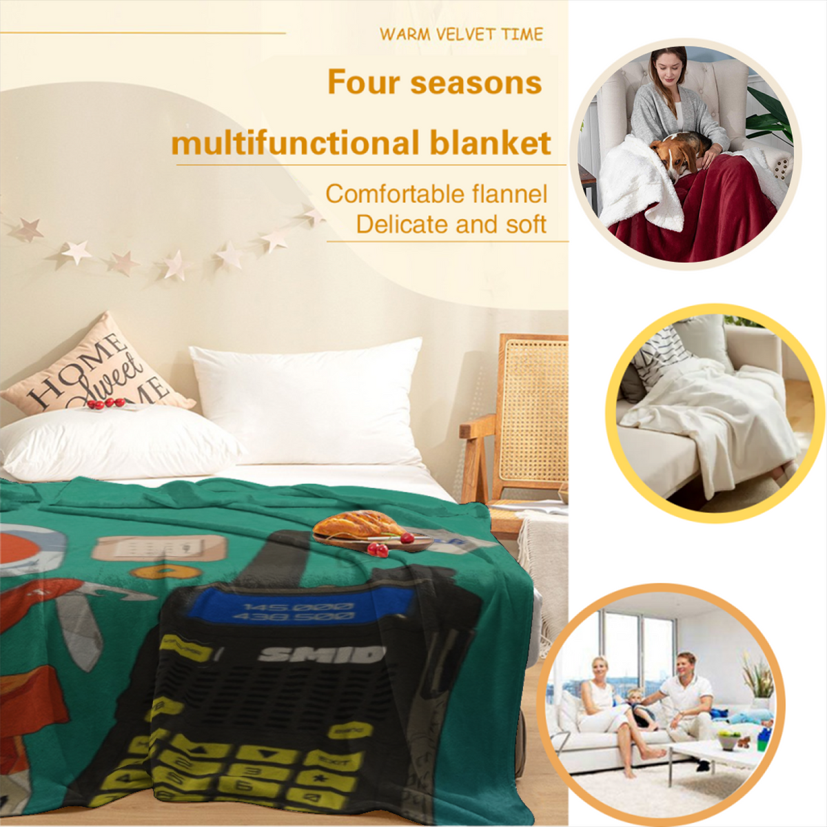 Harvest Galaxy Home Accent Soft Flannel Blanket ¨C Warm Coral