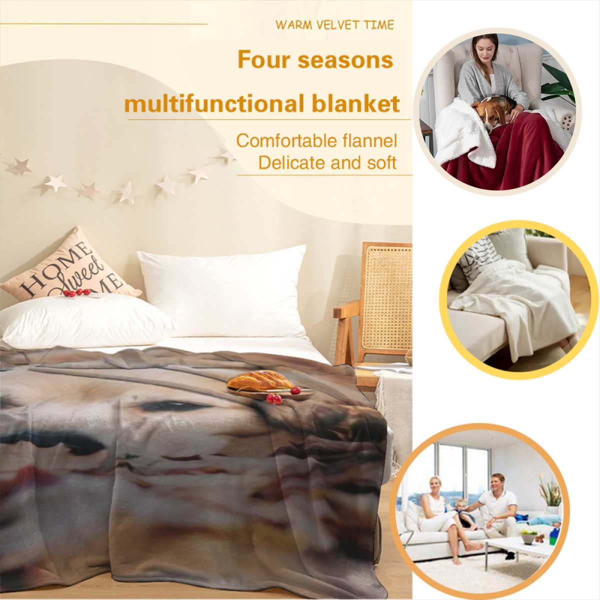 Dawn Serenade Soft Neutral Art Lightweight Flannel Throw