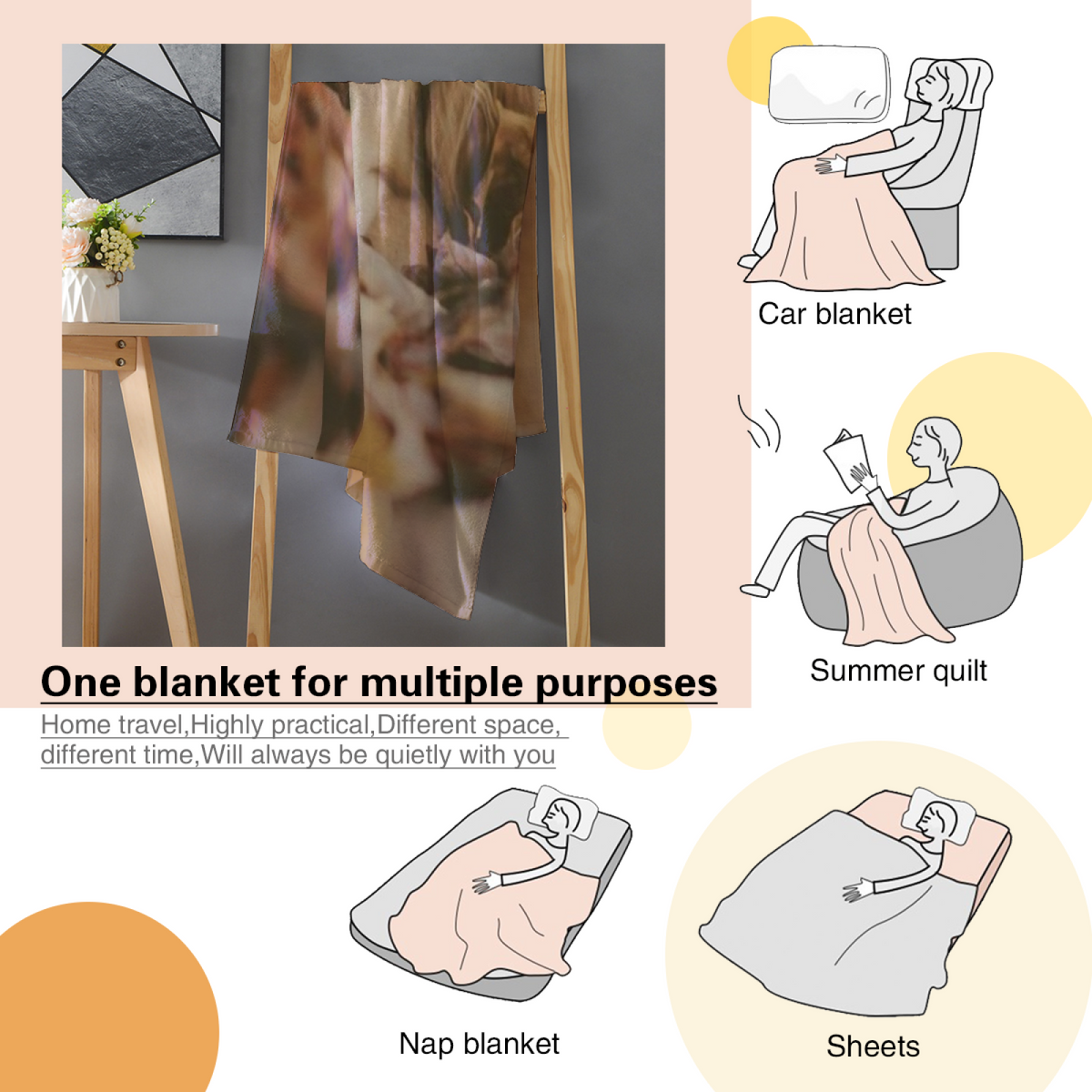 Dawn Serenade Soft Neutral Art Lightweight Flannel Throw