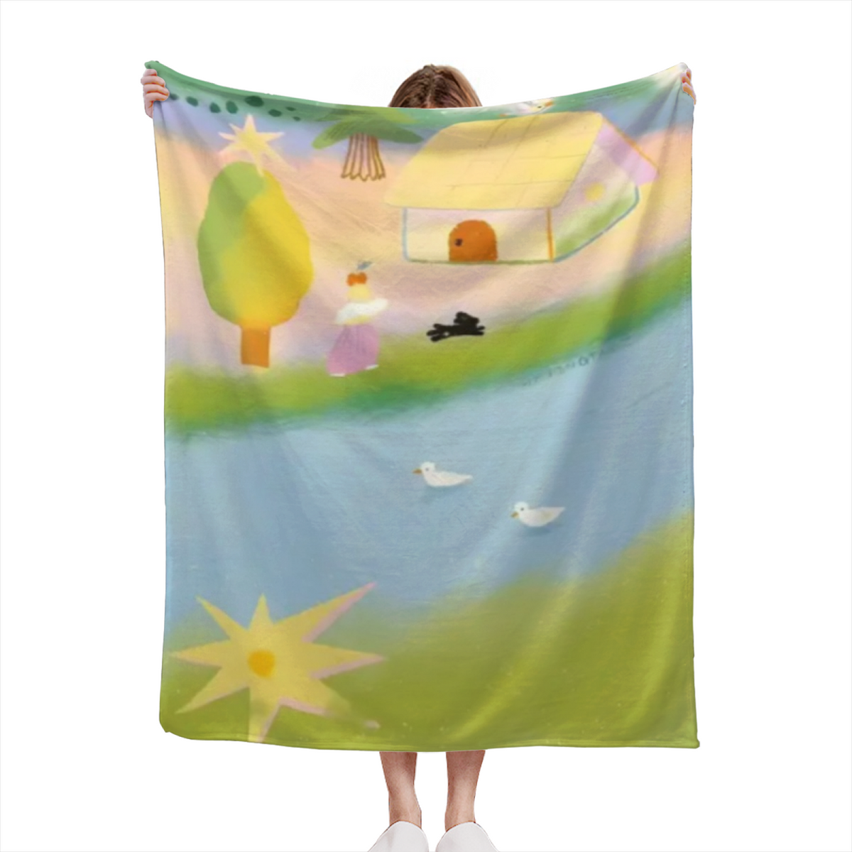 Flannel Throw Blanket with Frosted Thicket Cozy Cottage Artwork