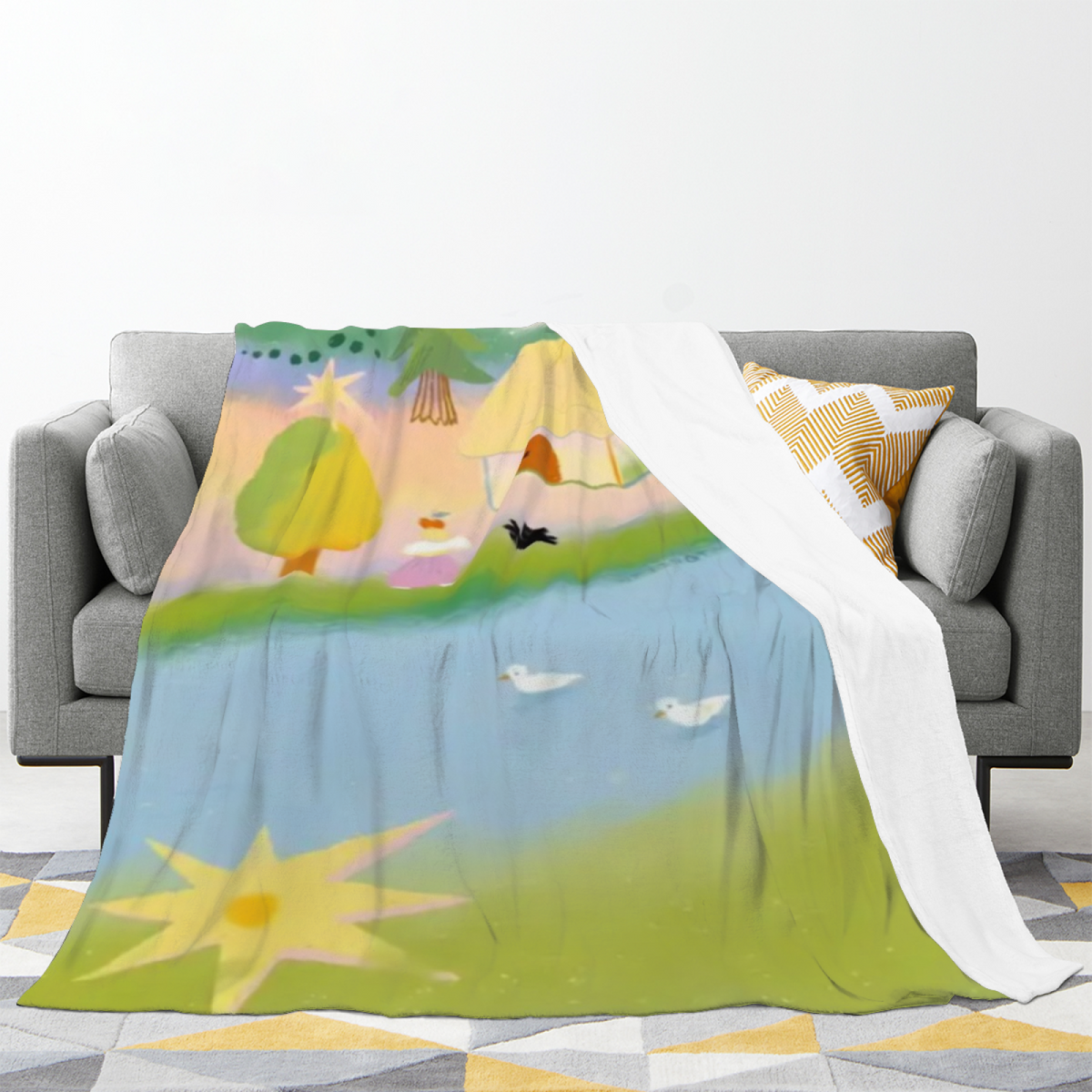 Flannel Throw Blanket with Frosted Thicket Cozy Cottage Artwork