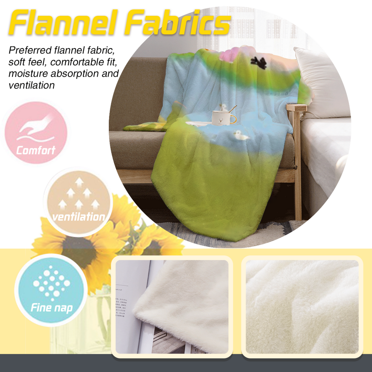 Flannel Throw Blanket with Frosted Thicket Cozy Cottage Artwork