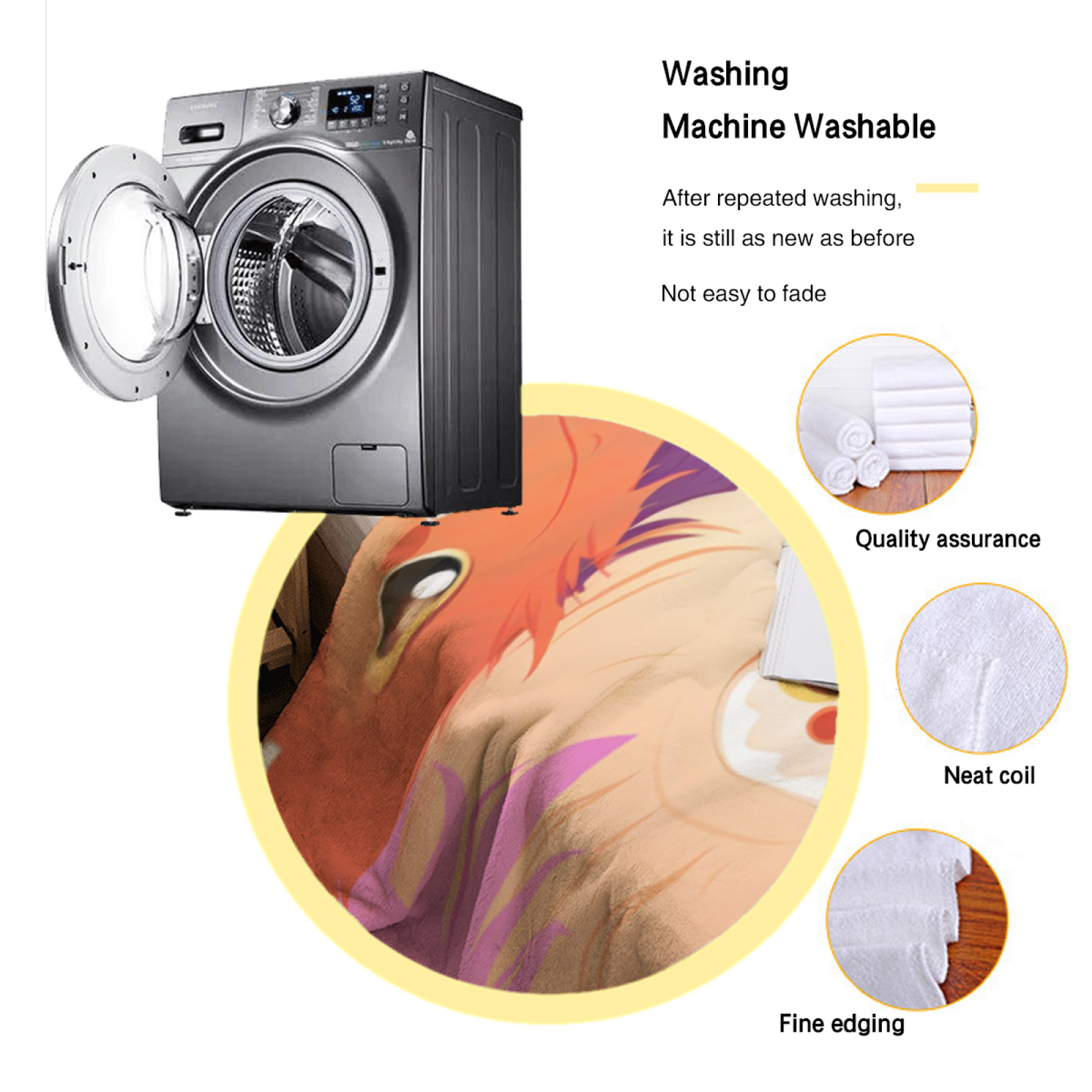 Cute Furry Monster Flannel Throw Blanket ¨C Colorful Kawaii Character Pattern