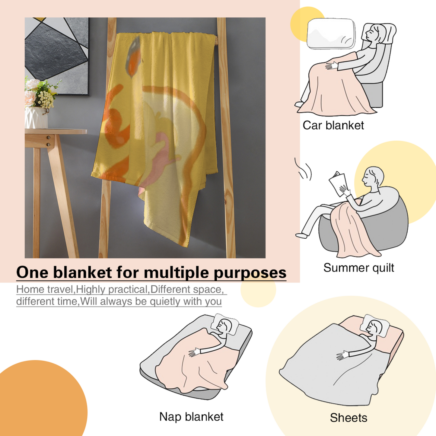 Cute Green Character Flannel Throw Blanket ¨C Kawaii Food and Fruit Patchwork