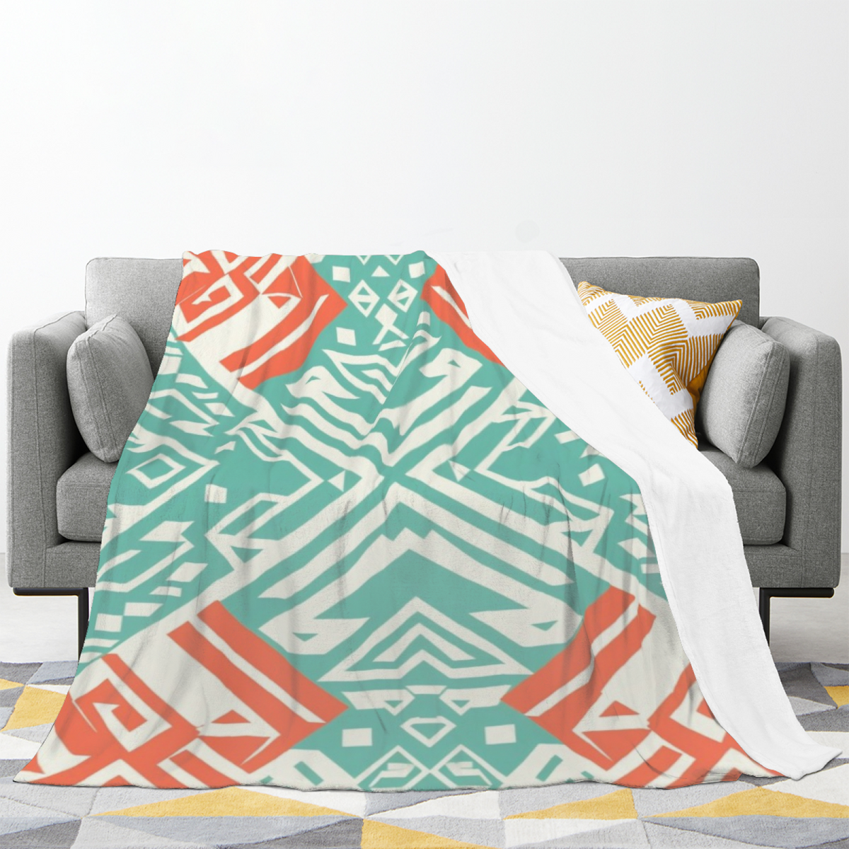 Riverstone & Cove Playful Graphic Plush Flannel Throw