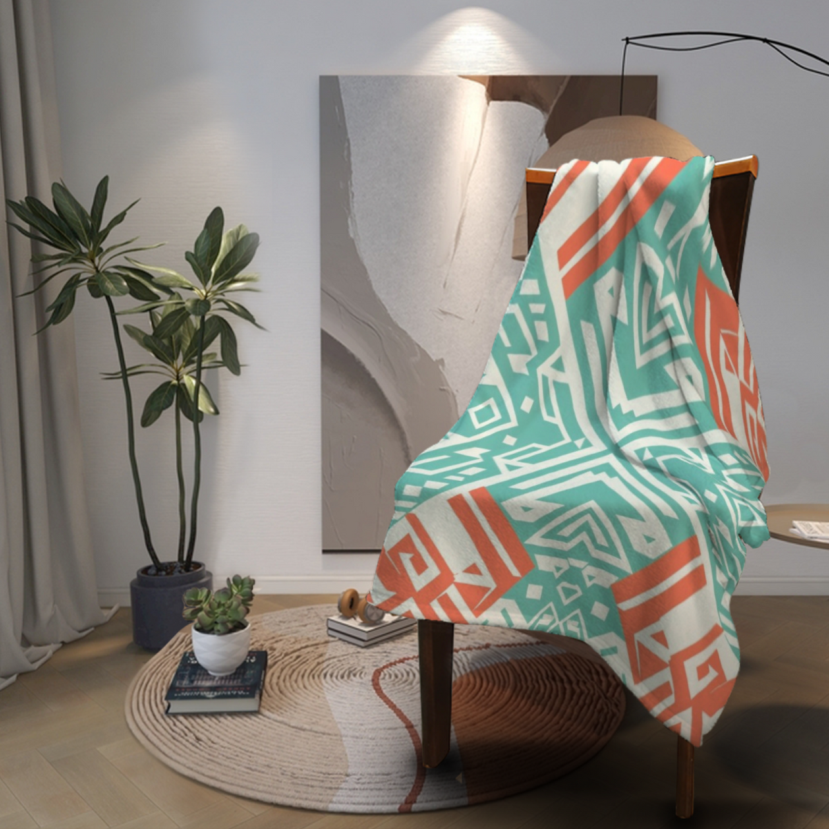 Riverstone & Cove Playful Graphic Plush Flannel Throw