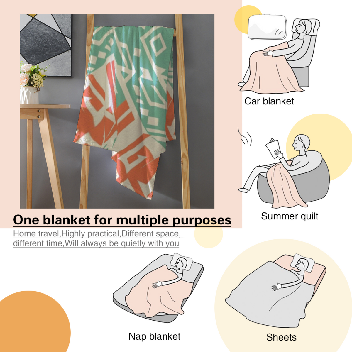 Riverstone & Cove Playful Graphic Plush Flannel Throw