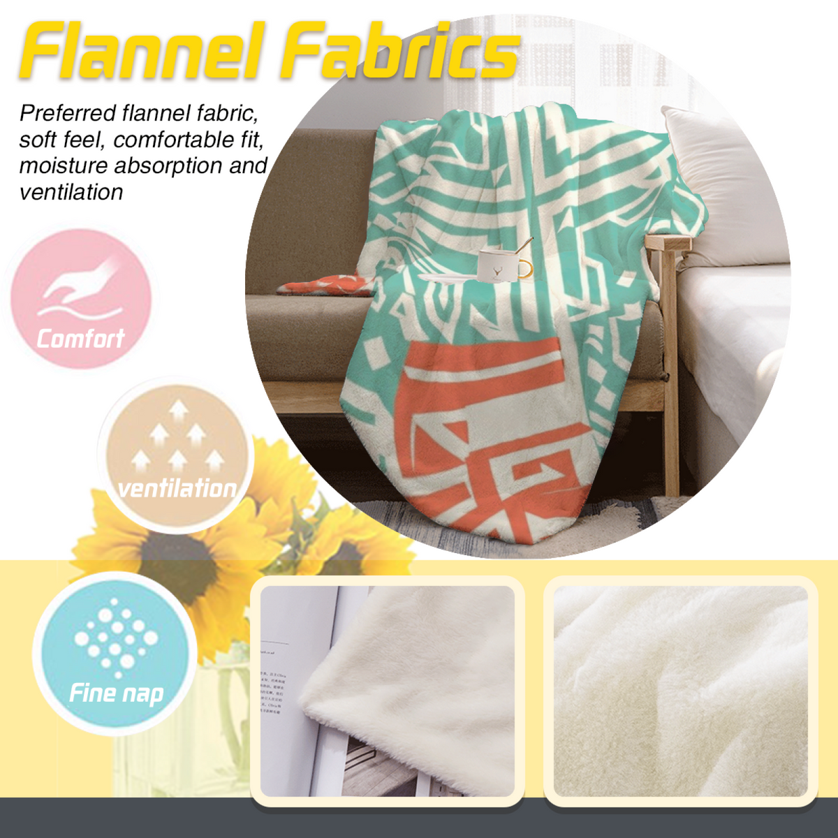 Riverstone & Cove Playful Graphic Plush Flannel Throw
