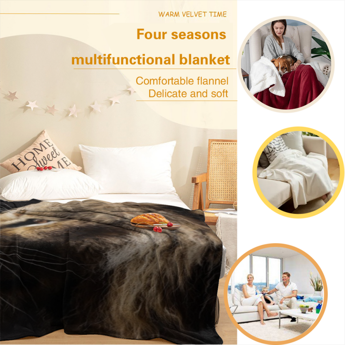 Pastel Multicolor Whimsical Decor Plush Flannel Throw ¨C Lagoon Flora Edition