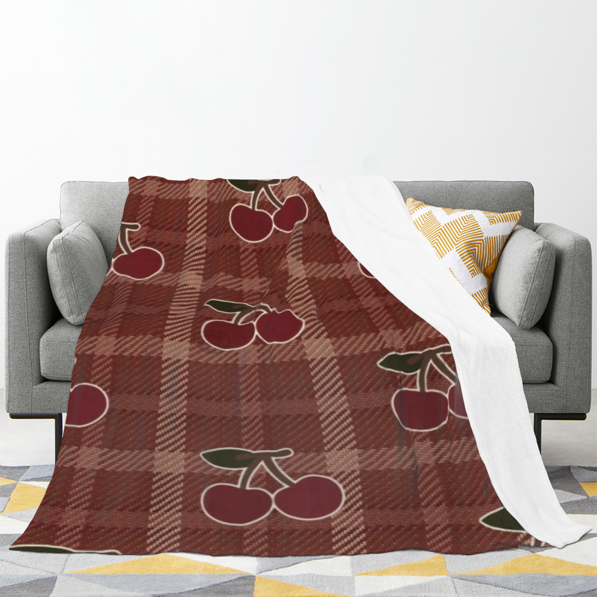 Oceanic & Sprout Playful Graphic Plush Flannel Throw