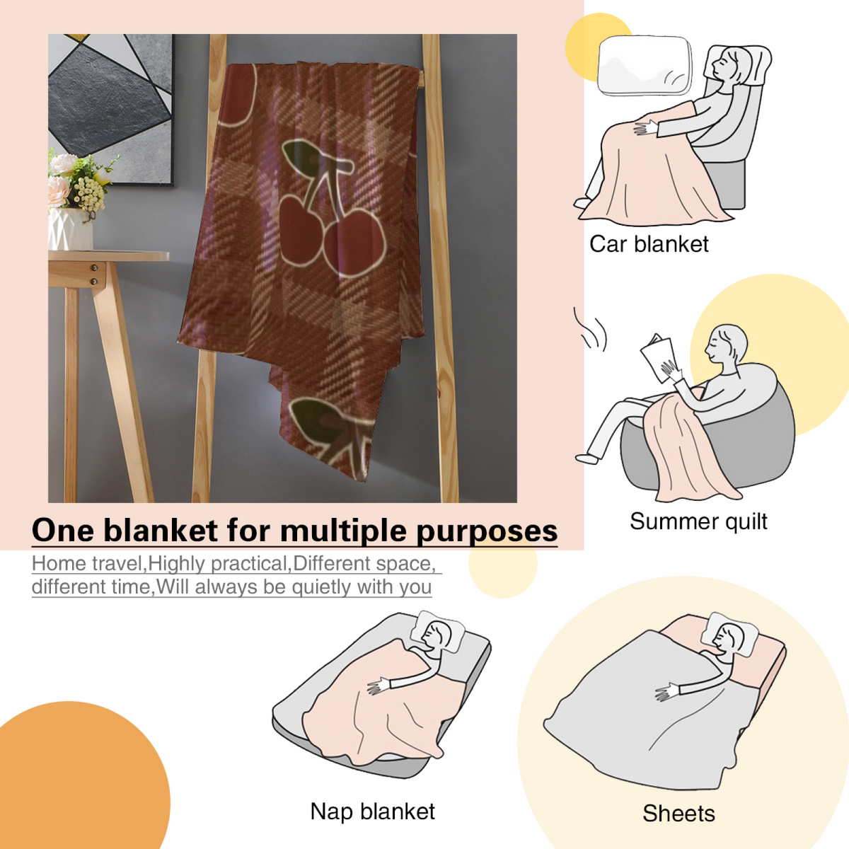 Oceanic & Sprout Playful Graphic Plush Flannel Throw