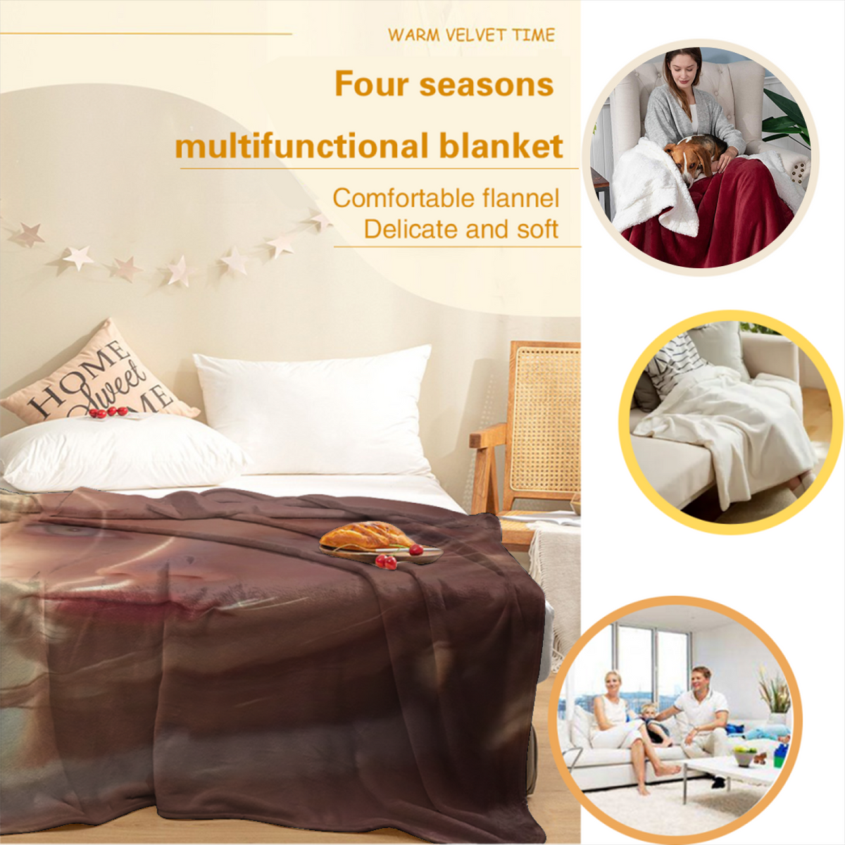 Soft Minimalist All-Season Flannel Blanket ¨C Dewdrop Meadow Collection