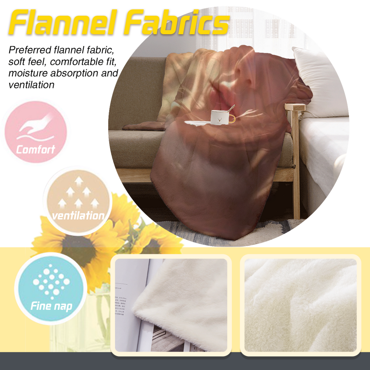 Soft Minimalist All-Season Flannel Blanket ¨C Dewdrop Meadow Collection