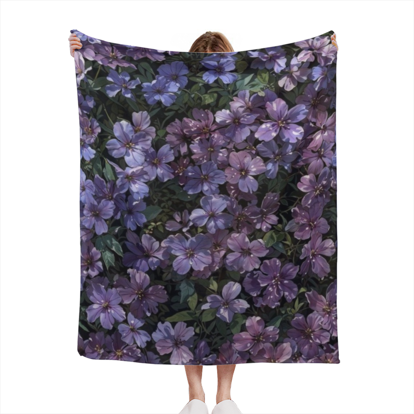 Purple Wildflower Flannel Throw Blanket ¨C Rich Botanical Garden Print