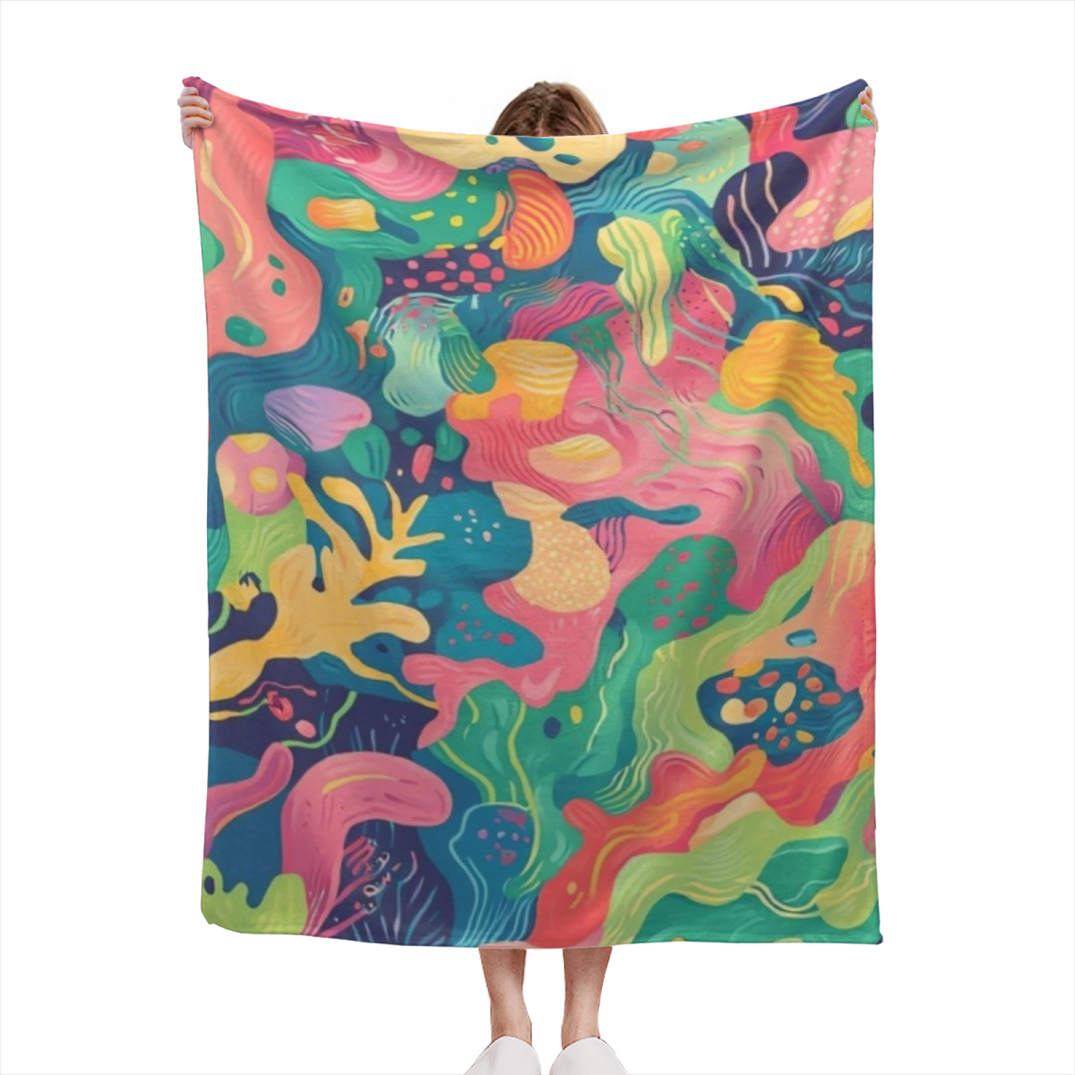 Neon Fantasy Garden Soft Flannel Blanket