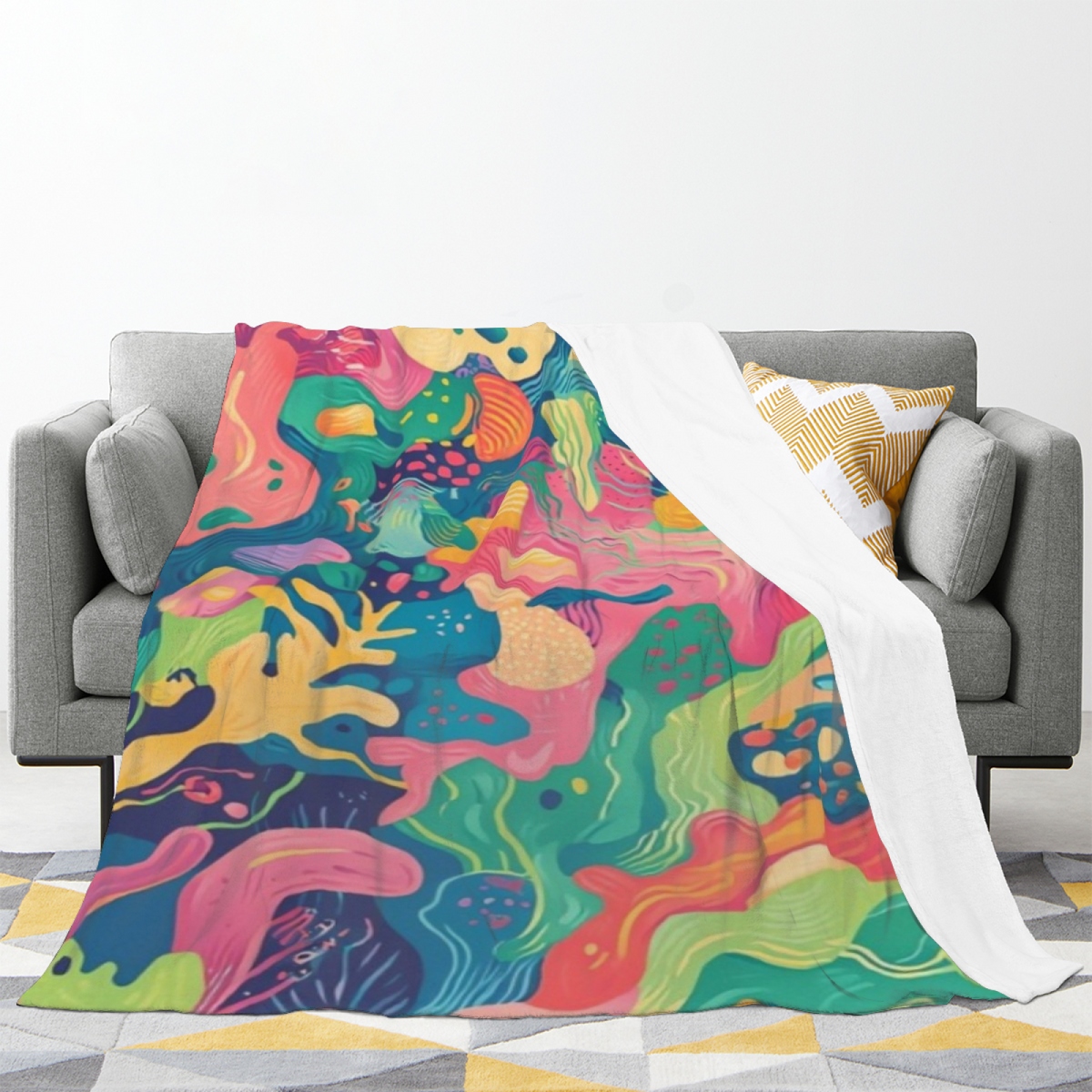 Neon Fantasy Garden Soft Flannel Blanket