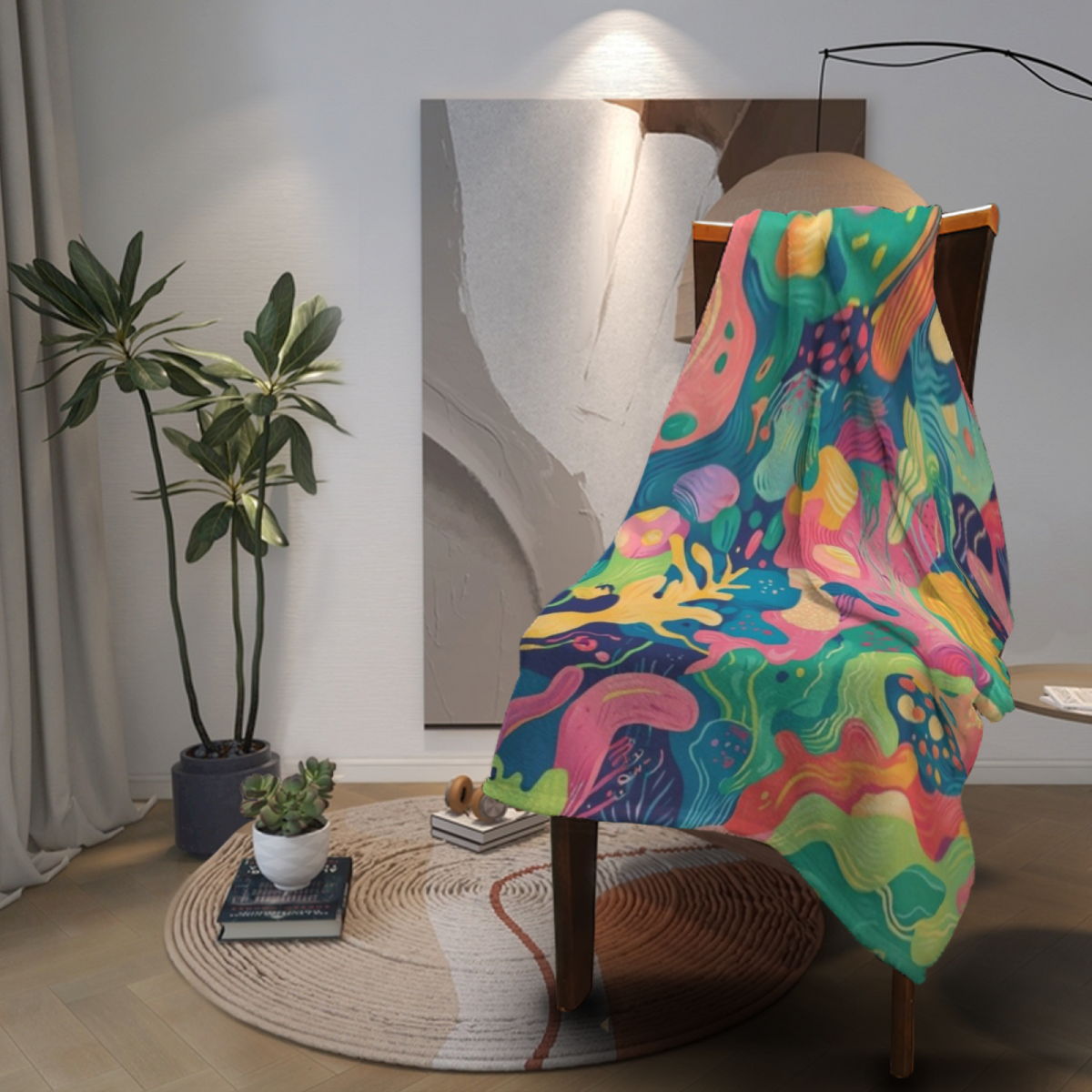 Neon Fantasy Garden Soft Flannel Blanket
