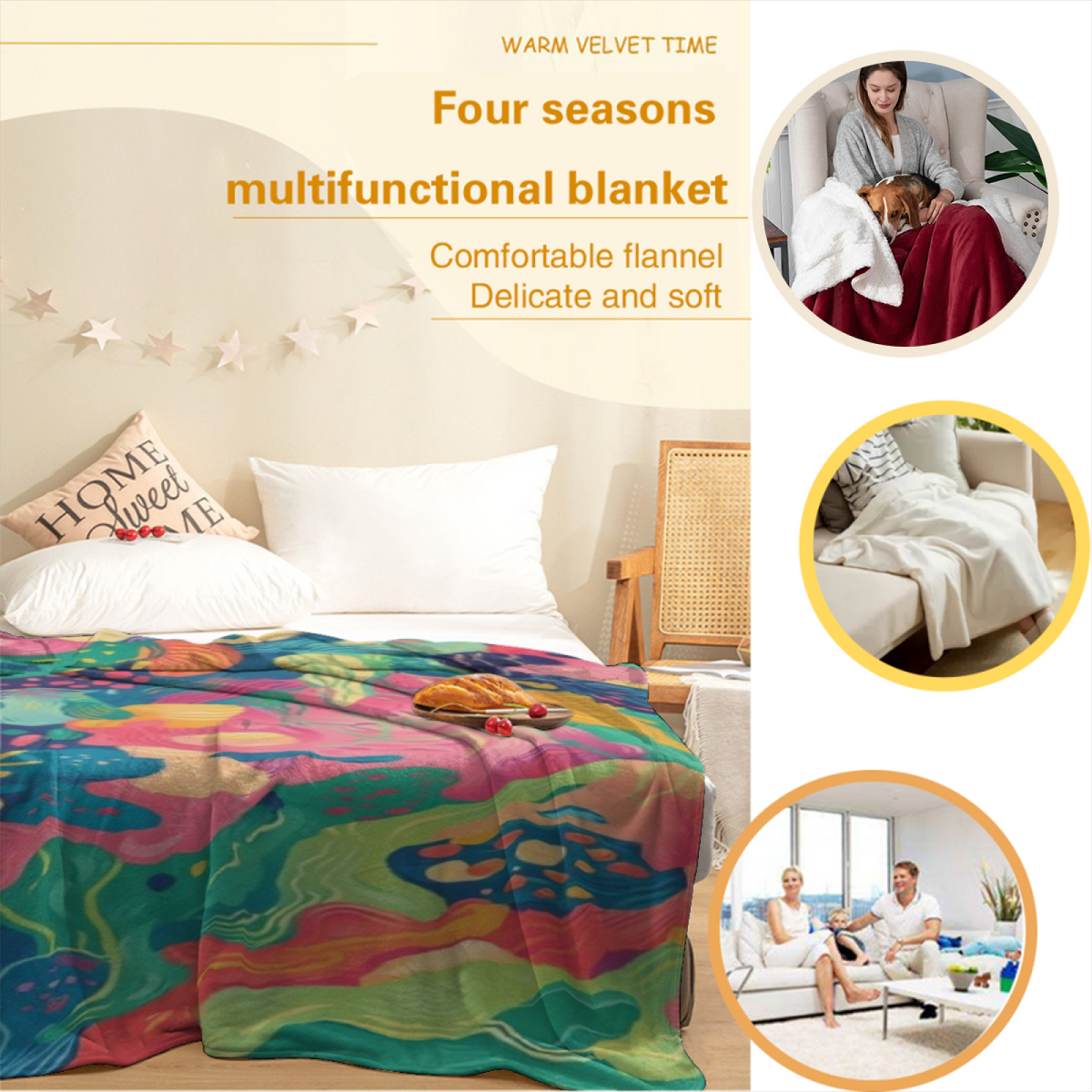 Neon Fantasy Garden Soft Flannel Blanket