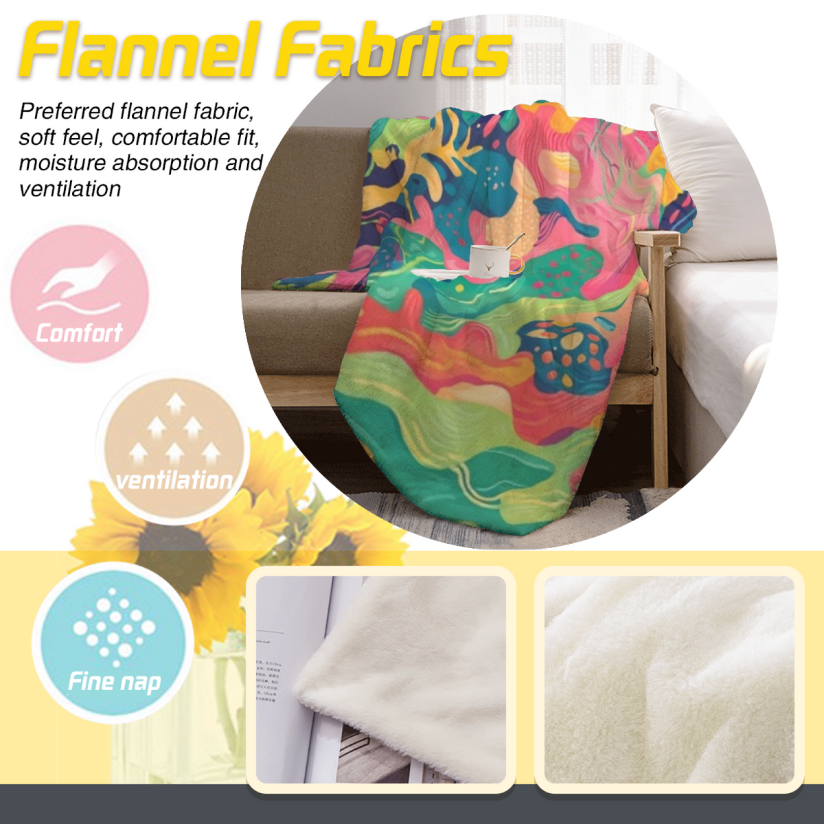 Neon Fantasy Garden Soft Flannel Blanket