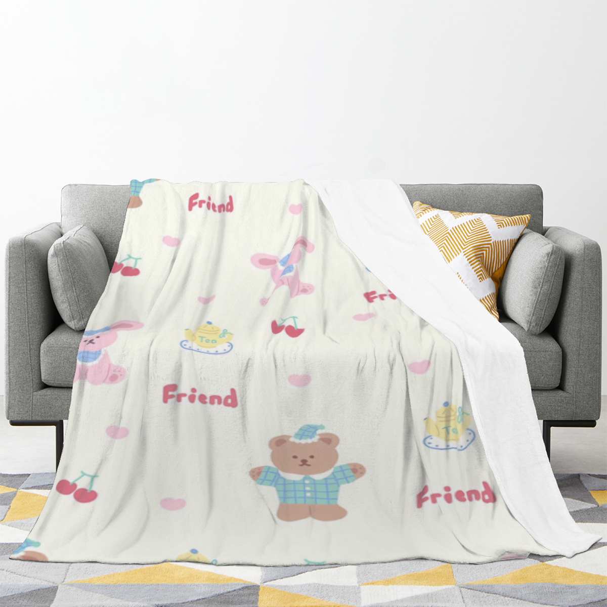Twilight Sprout Inspired Flannel Sofa Throw ¨C Creamy Ivory Palette