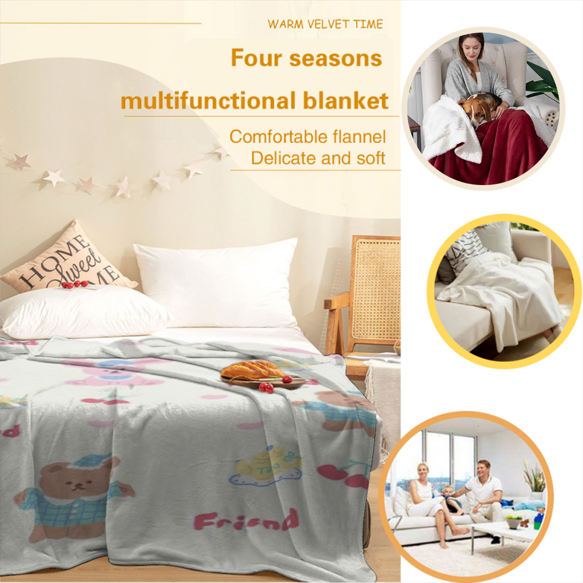 Twilight Sprout Inspired Flannel Sofa Throw ¨C Creamy Ivory Palette