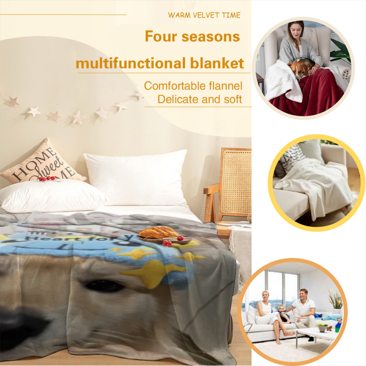 Desert Jubilee Inspired Cozy Flannel Bed Blanket ¨C Earthy Neutral Palette