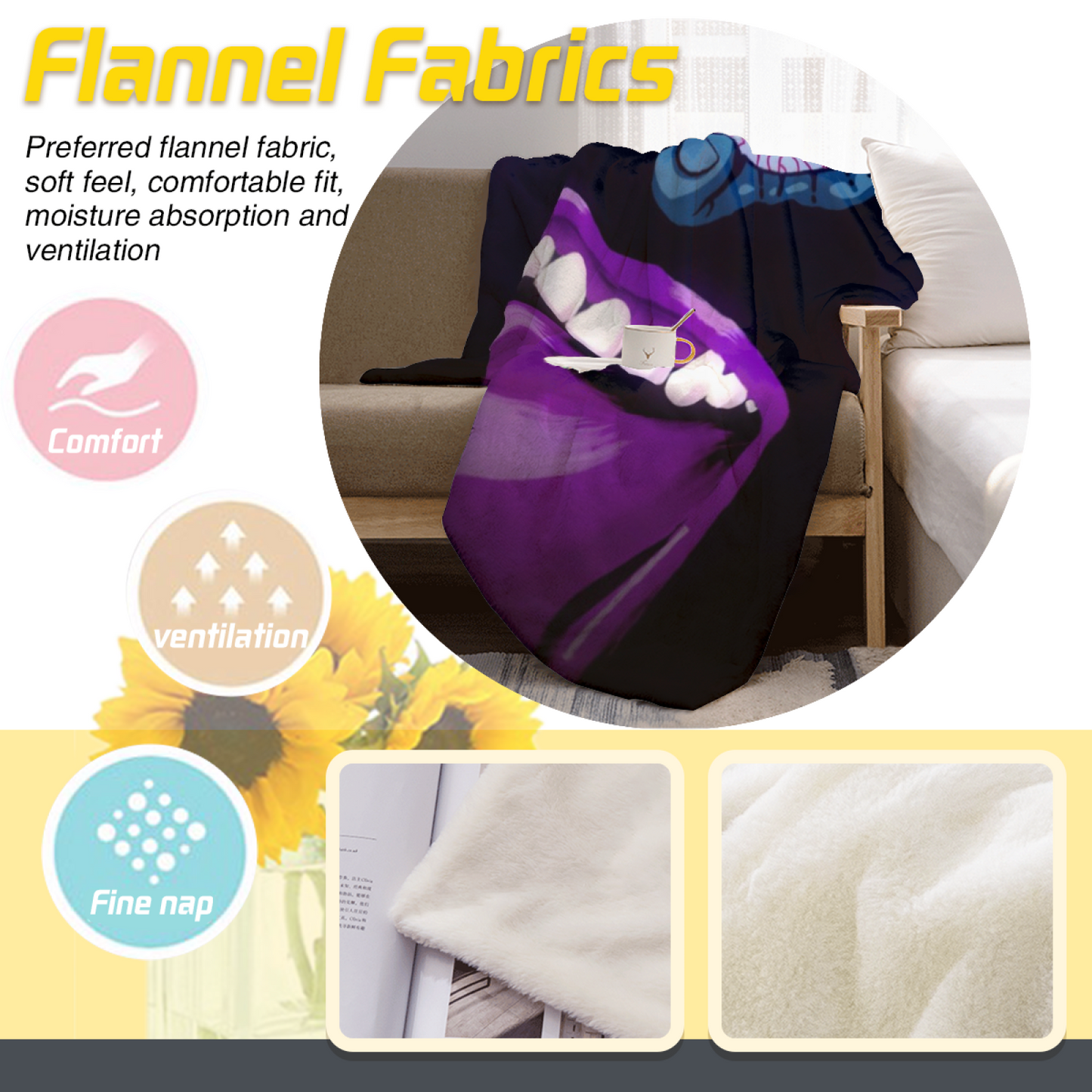 Creepy Eyeball Horror Flannel Throw Blanket ¨C Dark Cartoon Character Design