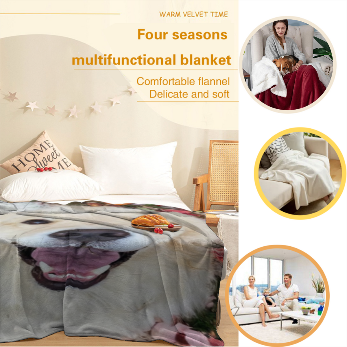 Willow Serenade Whimsical Pattern Plush Flannel Throw