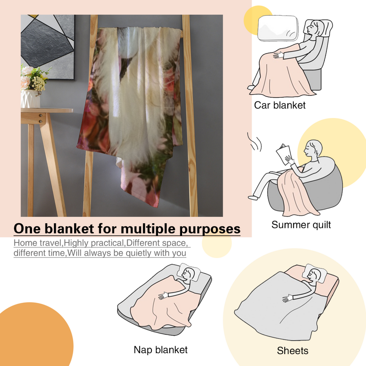 Willow Serenade Whimsical Pattern Plush Flannel Throw
