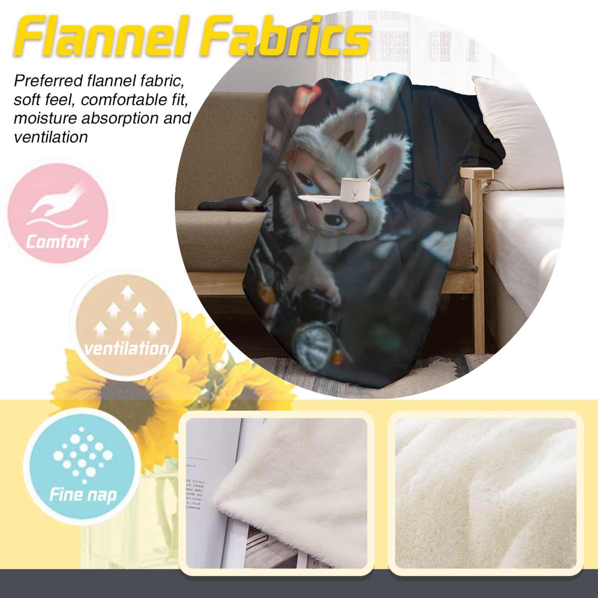 Frosted Solstice Inspired Cozy Flannel Bed Blanket ¨C Earthy Neutral Palette