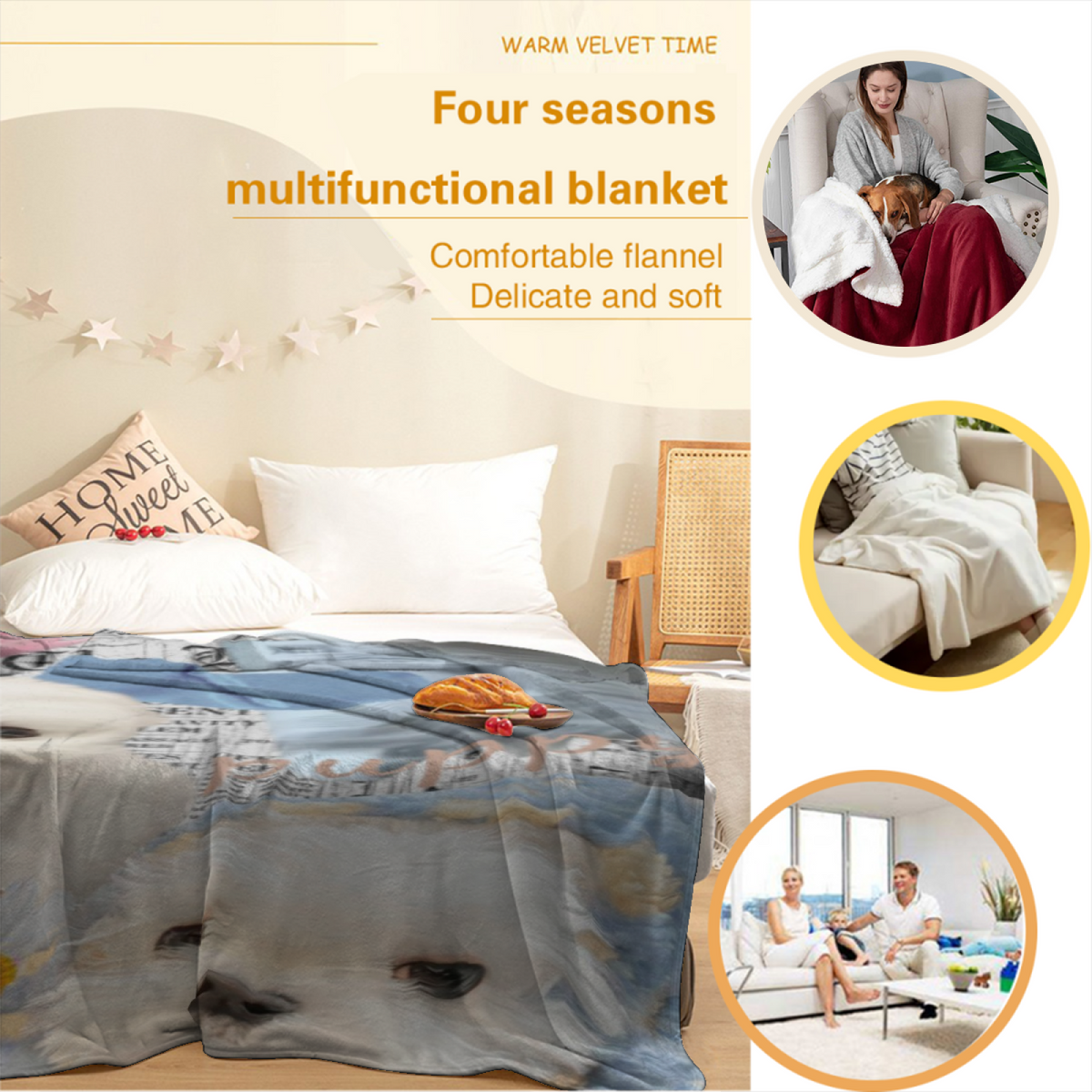 Soft Minimalist All-Season Flannel Blanket ¨C Gilded Sprout Collection