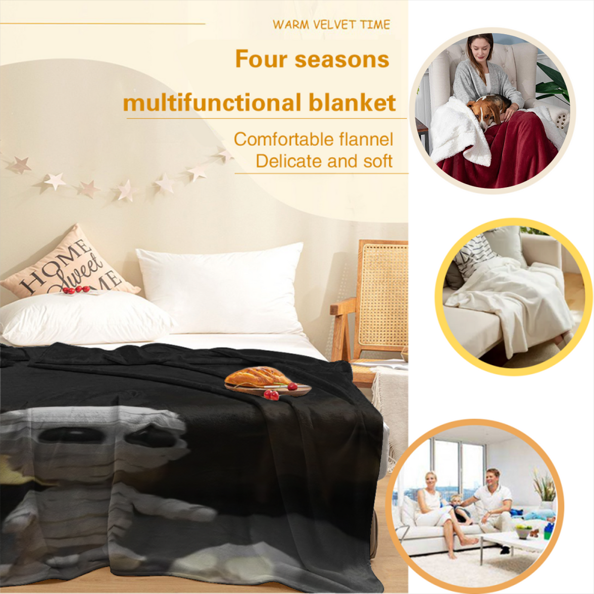 Starlit & Valley Playful Graphic Plush Flannel Throw