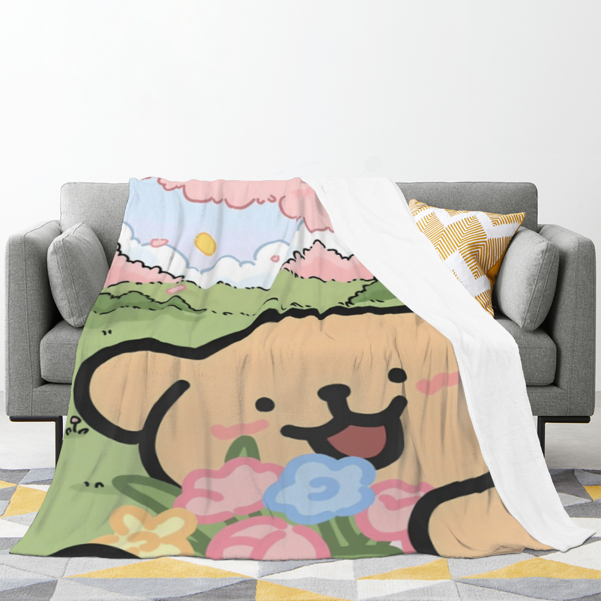 Marigold Harbor Home Accent Lightweight Flannel Throw ¨C Pastel Multicolor