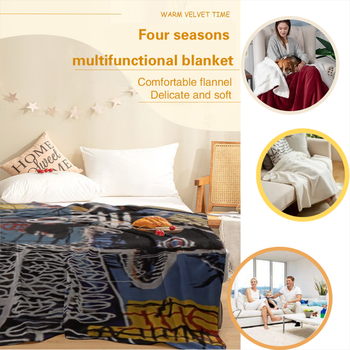 Hazy Orchard Home Accent Lightweight Flannel Throw ¨C Soft Neutral