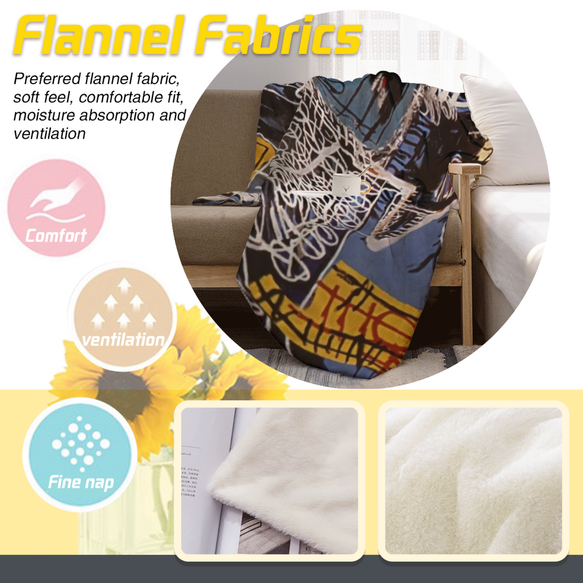Hazy Orchard Home Accent Lightweight Flannel Throw ¨C Soft Neutral