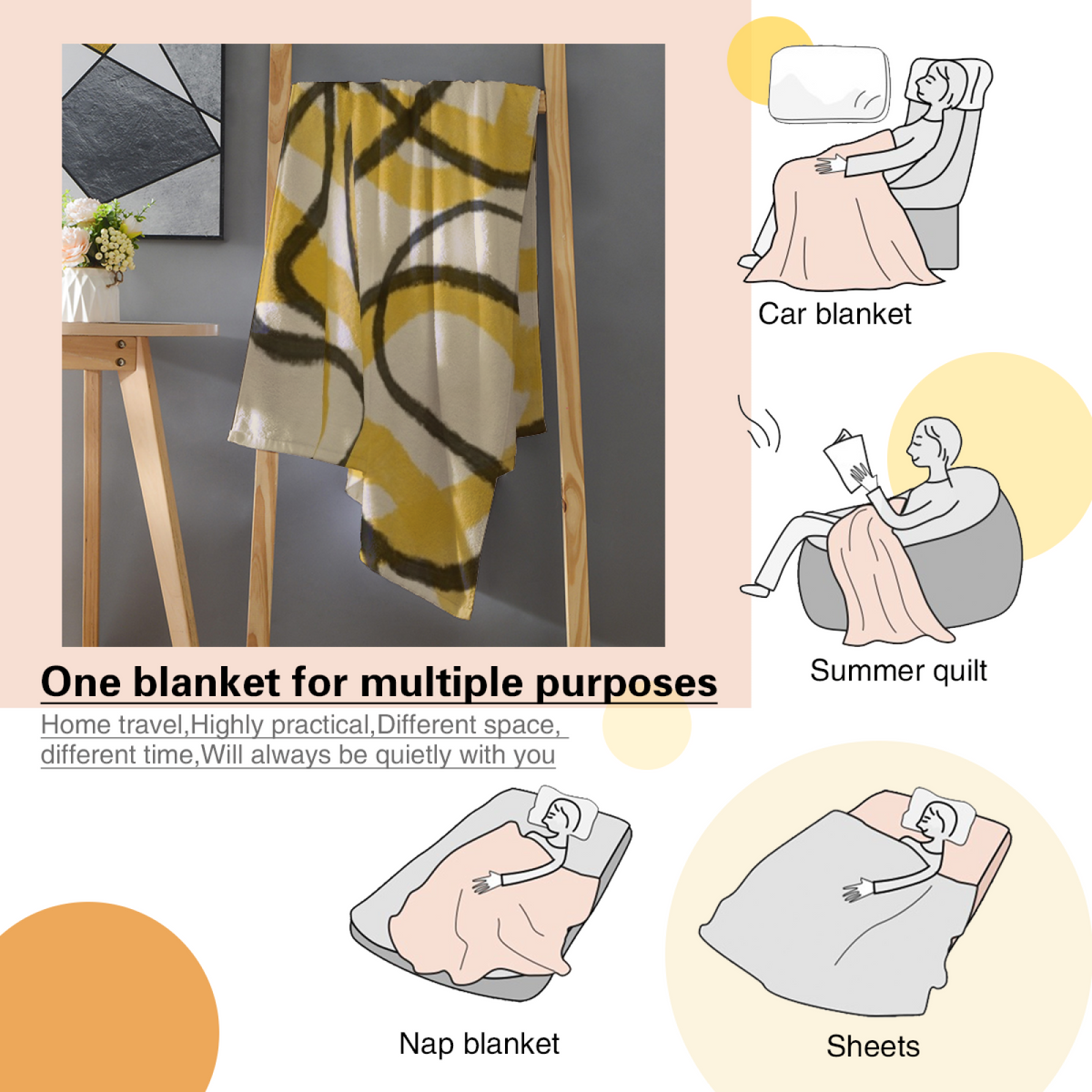 Sunwashed Sonnet Home Accent Lightweight Flannel Throw ¨C Warm Coral