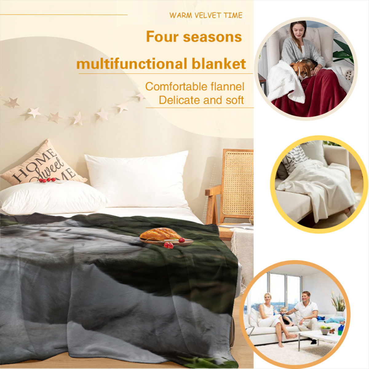 Soft Neutral Pebble Whimsy Decorative Flannel Blanket