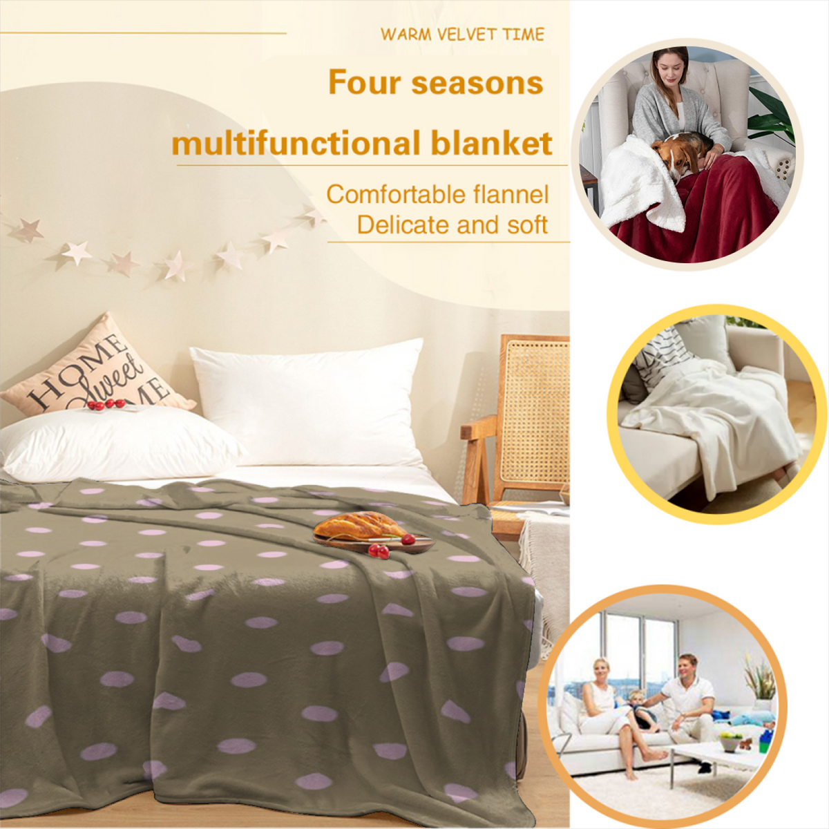 Sunwashed Wander Rich Multicolor Modern Art Decorative Flannel Blanket