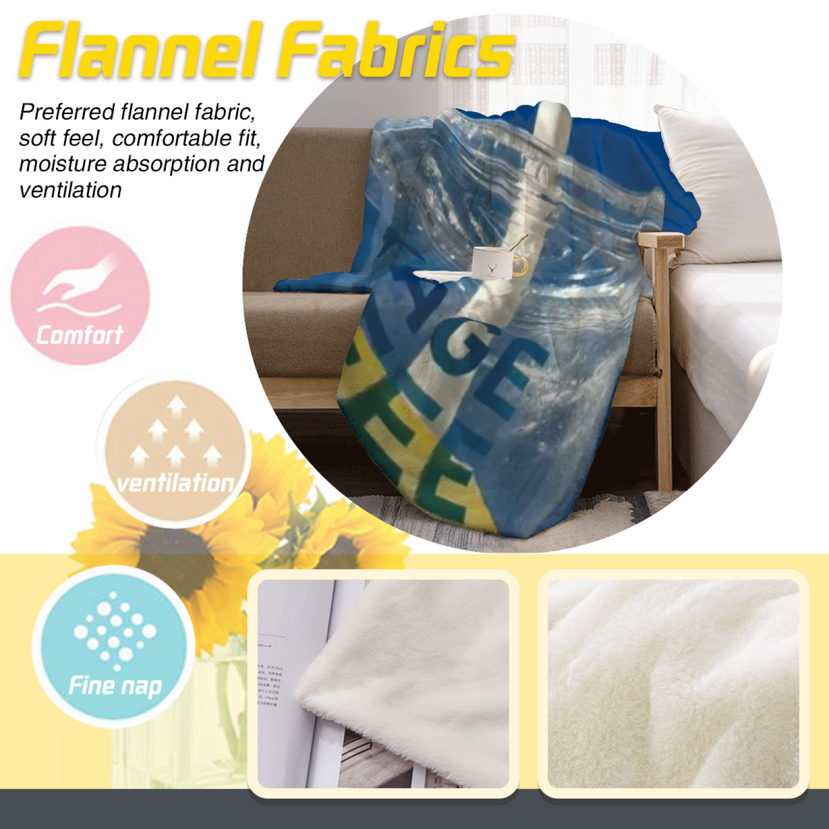 Gilded Harbor Inspired Cozy Flannel Bed Blanket ¨C Earthy Neutral Palette