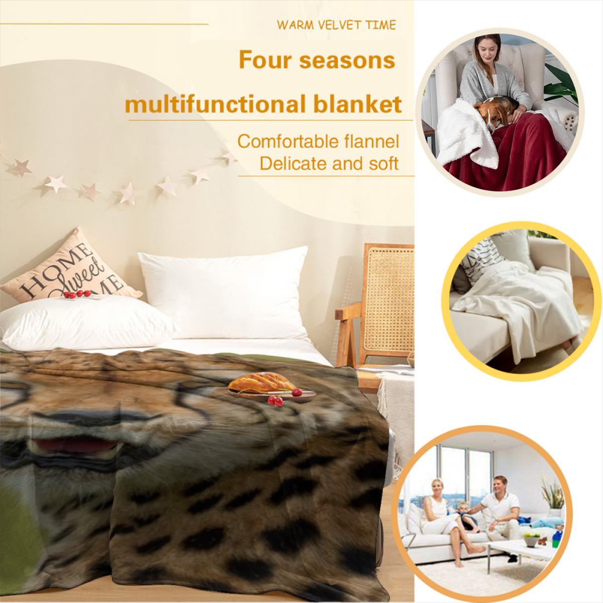 Earthy Neutral Lagoon Fern Soft Flannel Blanket ¨C Contemporary Pattern