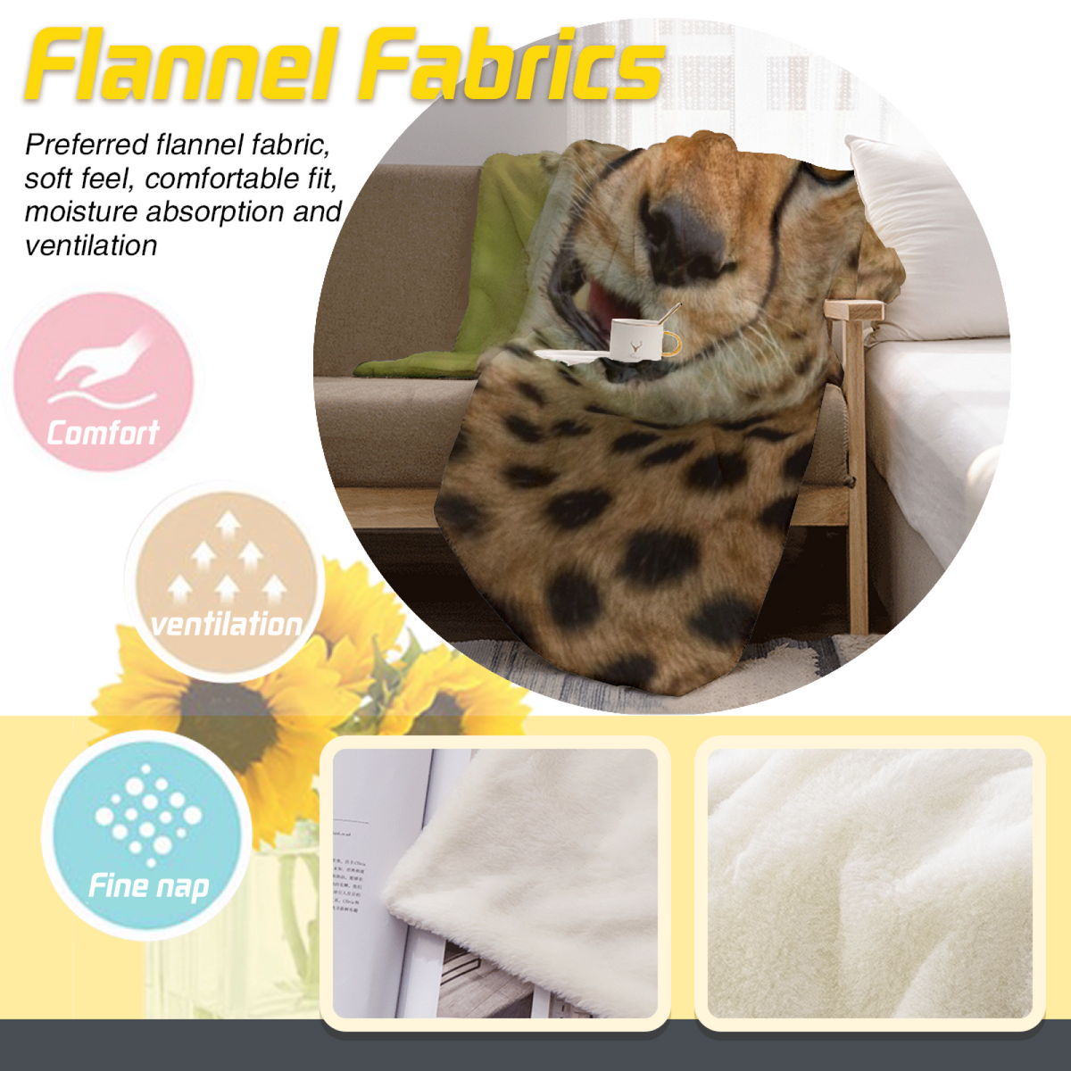 Earthy Neutral Lagoon Fern Soft Flannel Blanket ¨C Contemporary Pattern