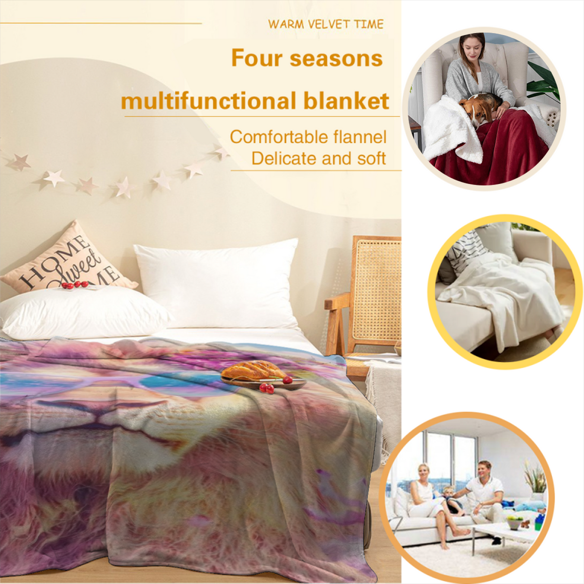 Statement Soft Neutral Terracotta Garden Cozy Flannel Bed Blanket