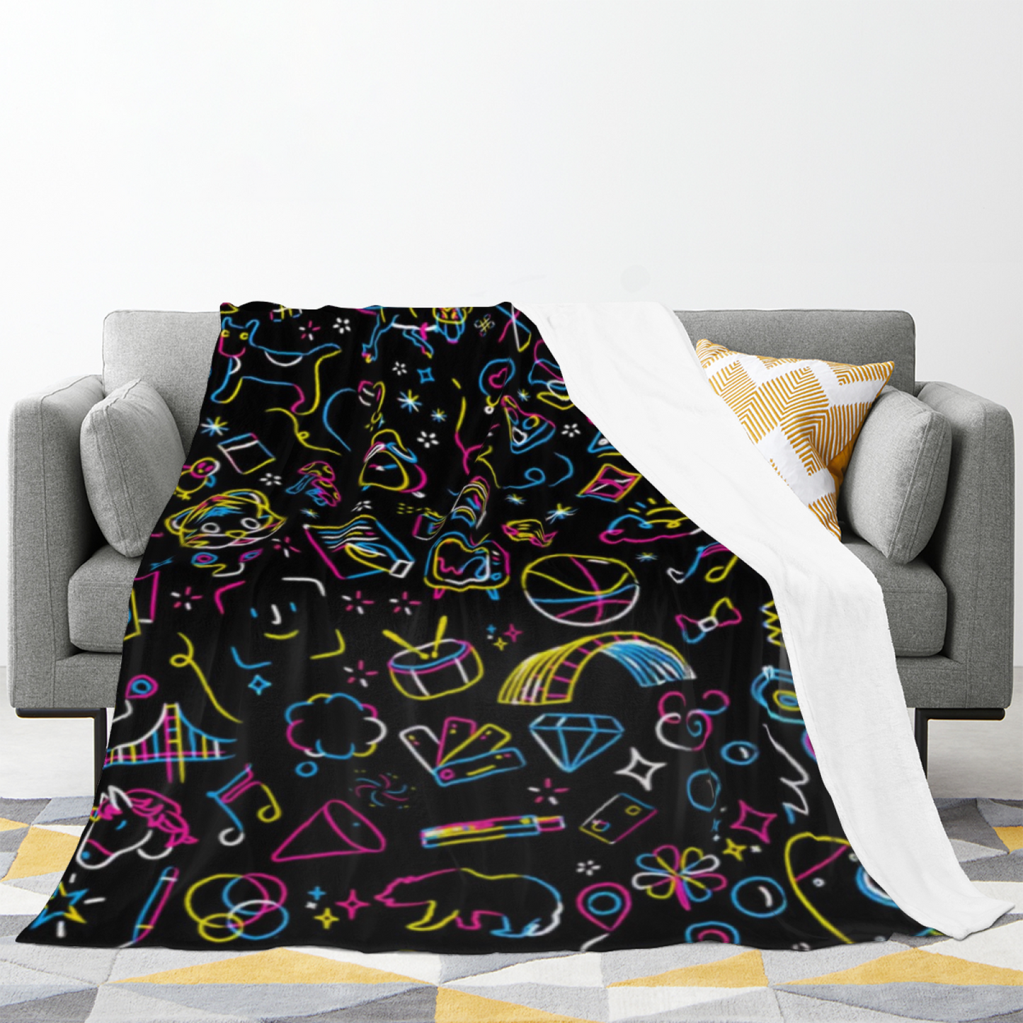 Contemporary Graphic Throw Blanket ¨C Decorative Artistic Cozy Blanket