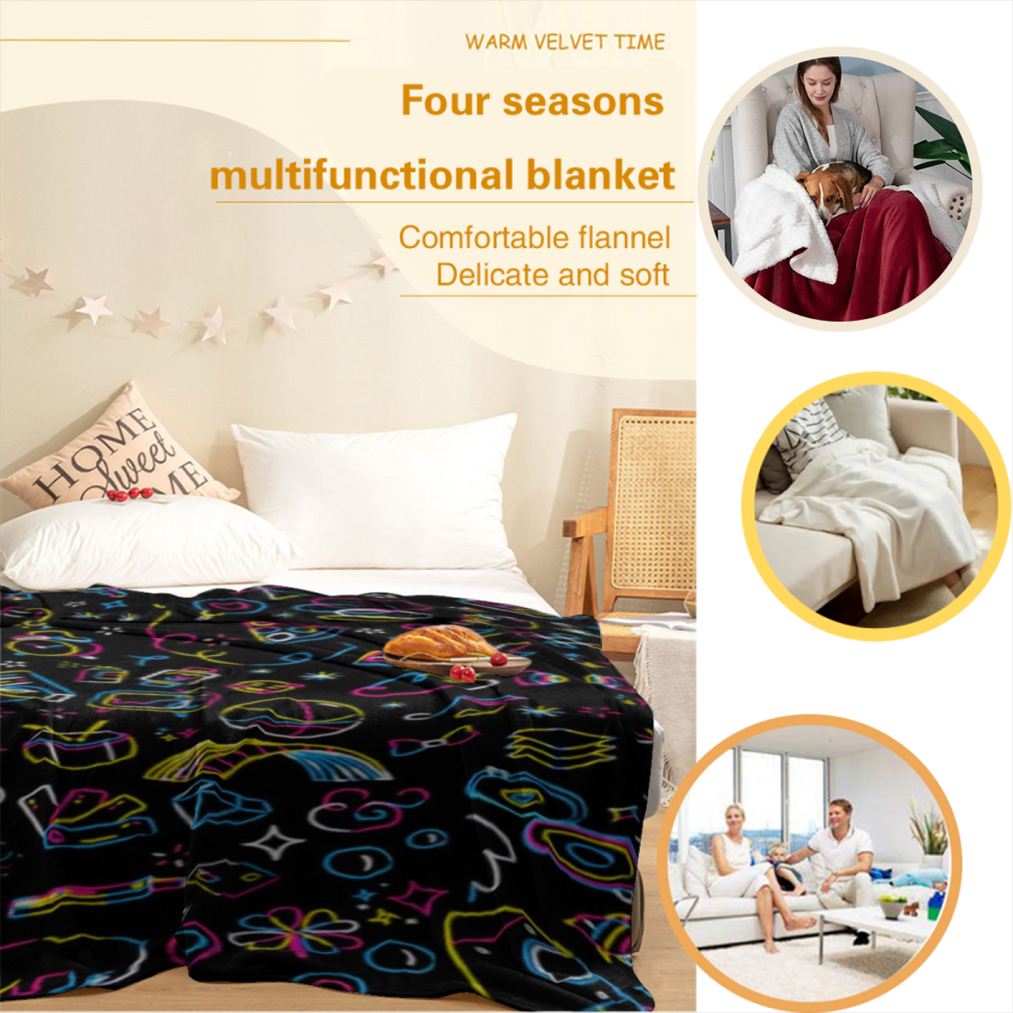 Contemporary Graphic Throw Blanket ¨C Decorative Artistic Cozy Blanket