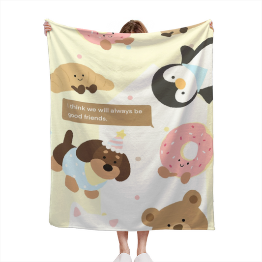 Pastel Multicolor Whimsical Decor All-Season Flannel Blanket ¨C Harvest Fable Edition