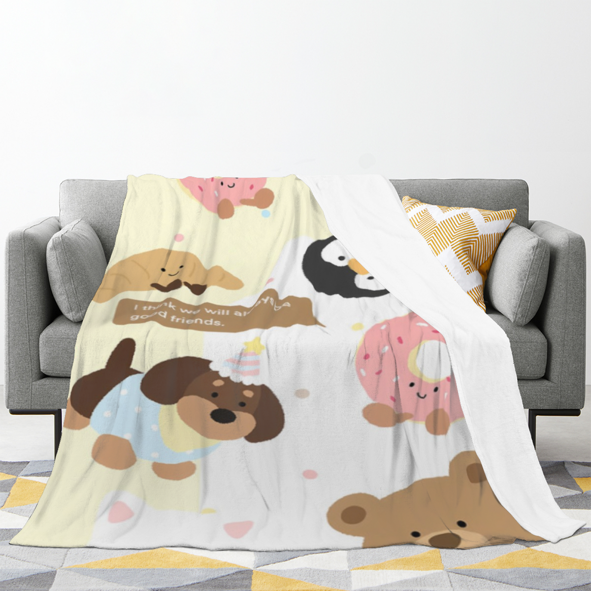 Pastel Multicolor Whimsical Decor All-Season Flannel Blanket ¨C Harvest Fable Edition