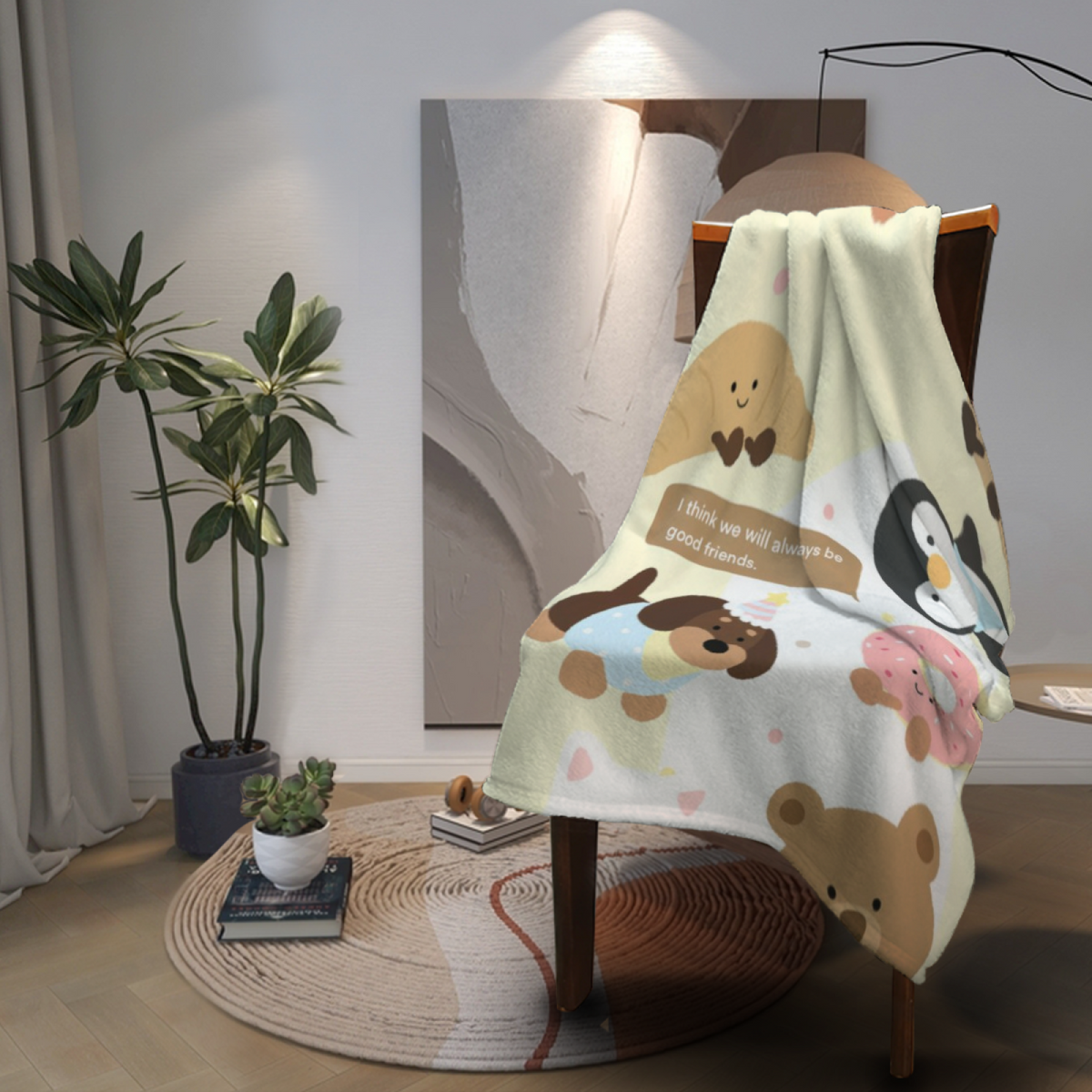 Pastel Multicolor Whimsical Decor All-Season Flannel Blanket ¨C Harvest Fable Edition