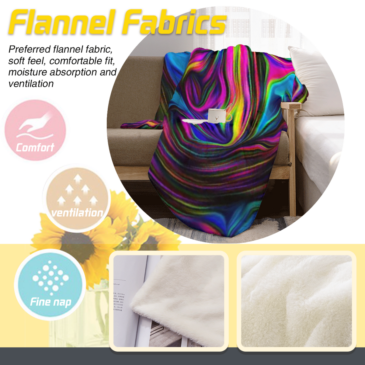 Decorative Flannel Blanket with Frosted Orchard Cozy Cottage Artwork