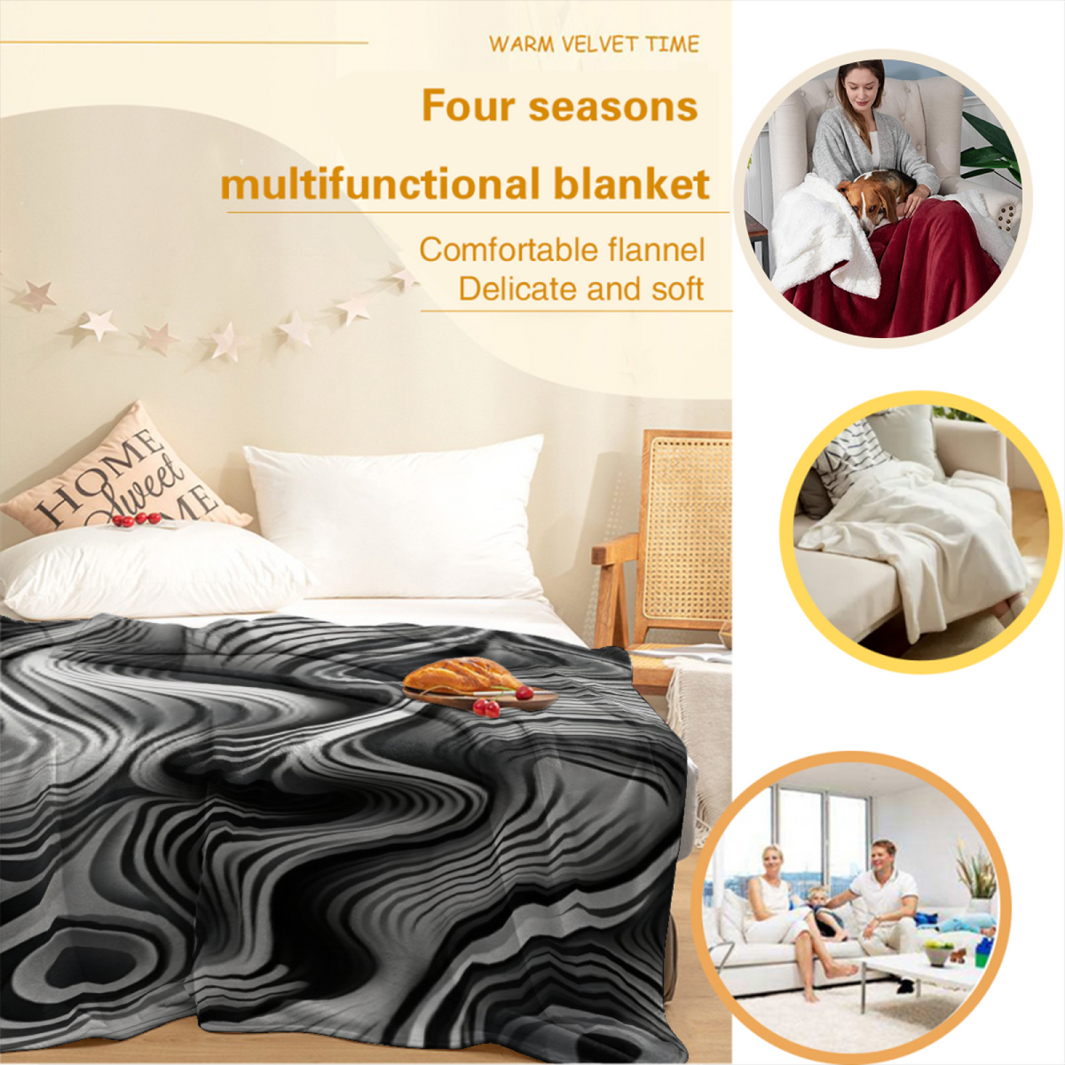 Soft Minimalist Plush Flannel Throw ¨C Rustic Carnival Collection