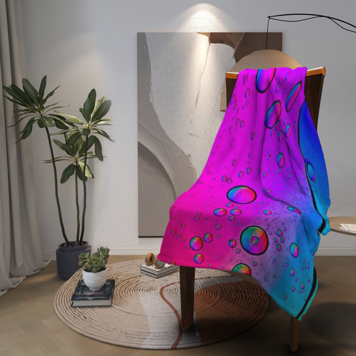 Flannel Throw Blanket with Opaline Nectar Cozy Cottage Artwork